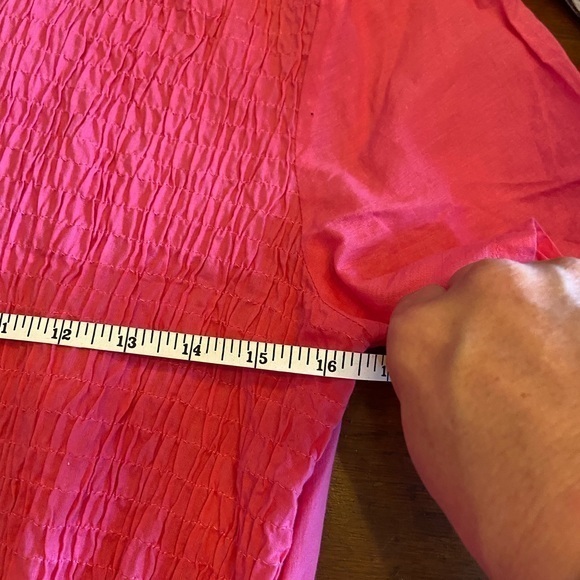 Phases hot pink short sleeve cotton dress L - Picture 8 of 12